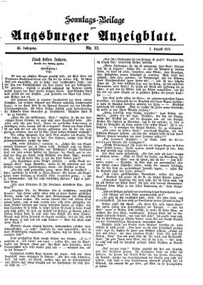 Augsburger Anzeigeblatt. Sonntags-Beilage zum Augsburger Anzeigblatt (Augsburger Anzeigeblatt) Sonntag 2. August 1874