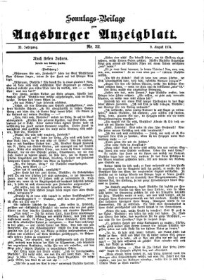 Augsburger Anzeigeblatt. Sonntags-Beilage zum Augsburger Anzeigblatt (Augsburger Anzeigeblatt) Sonntag 9. August 1874