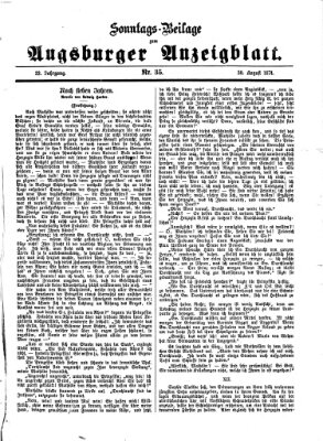 Augsburger Anzeigeblatt. Sonntags-Beilage zum Augsburger Anzeigblatt (Augsburger Anzeigeblatt) Sonntag 30. August 1874