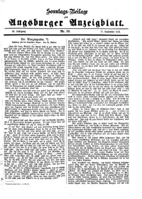Augsburger Anzeigeblatt. Sonntags-Beilage zum Augsburger Anzeigblatt (Augsburger Anzeigeblatt) Sonntag 27. September 1874