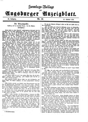 Augsburger Anzeigeblatt. Sonntags-Beilage zum Augsburger Anzeigblatt (Augsburger Anzeigeblatt) Sonntag 18. Oktober 1874