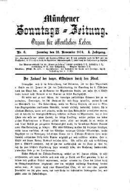 Münchener Sonntags-Zeitung Sonntag 22. November 1874