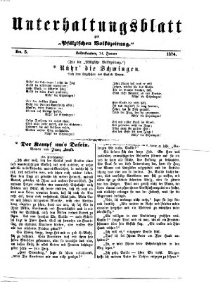 Unterhaltungsblatt zur Kaiserslauterer Zeitung (Pfälzische Volkszeitung) Mittwoch 14. Januar 1874