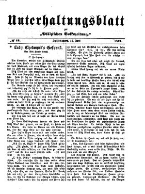 Unterhaltungsblatt zur Kaiserslauterer Zeitung (Pfälzische Volkszeitung) Sonntag 14. Juni 1874