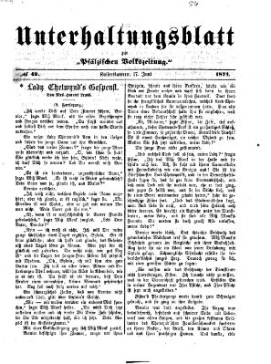 Unterhaltungsblatt zur Kaiserslauterer Zeitung (Pfälzische Volkszeitung) Mittwoch 17. Juni 1874