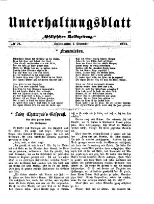 Unterhaltungsblatt zur Kaiserslauterer Zeitung (Pfälzische Volkszeitung) Mittwoch 2. September 1874