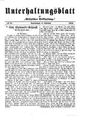 Unterhaltungsblatt zur Kaiserslauterer Zeitung (Pfälzische Volkszeitung) Sonntag 13. September 1874