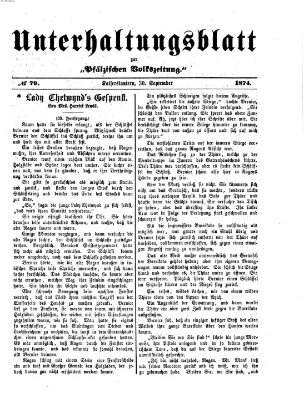 Unterhaltungsblatt zur Kaiserslauterer Zeitung (Pfälzische Volkszeitung) Mittwoch 30. September 1874