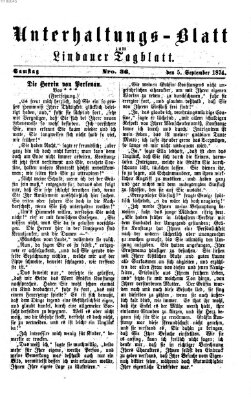 Lindauer Tagblatt für Stadt und Land. Unterhaltungs-Blatt zum Lindauer Tagblatt (Lindauer Tagblatt für Stadt und Land) Samstag 5. September 1874