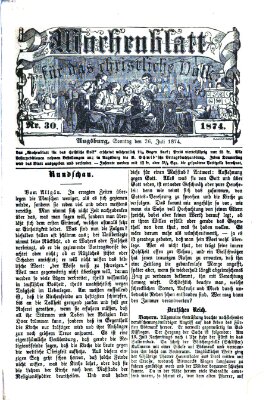 Wochenblatt für das christliche Volk Sonntag 26. Juli 1874