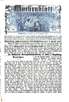 Wochenblatt für das christliche Volk Sonntag 20. September 1874