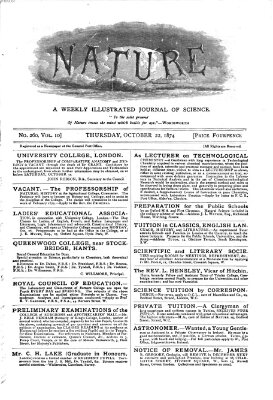 Nature Donnerstag 22. Oktober 1874