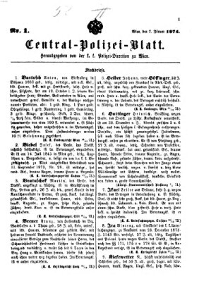 Zentralpolizeiblatt Mittwoch 7. Januar 1874