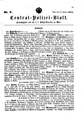 Zentralpolizeiblatt Dienstag 10. Februar 1874