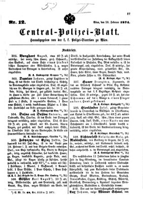 Zentralpolizeiblatt Samstag 28. Februar 1874