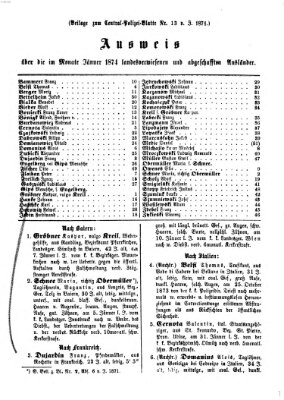 Zentralpolizeiblatt Mittwoch 4. März 1874