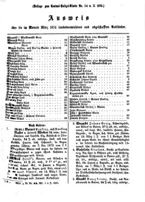 Zentralpolizeiblatt Montag 20. April 1874