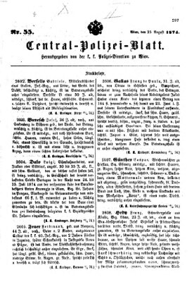 Zentralpolizeiblatt Dienstag 25. August 1874