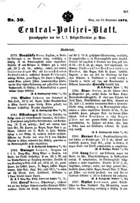 Zentralpolizeiblatt Donnerstag 10. September 1874