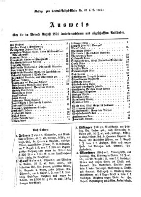 Zentralpolizeiblatt Freitag 18. September 1874