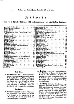 Zentralpolizeiblatt Samstag 17. Oktober 1874