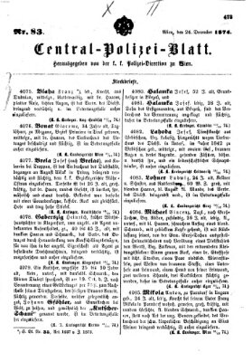 Zentralpolizeiblatt Donnerstag 24. Dezember 1874