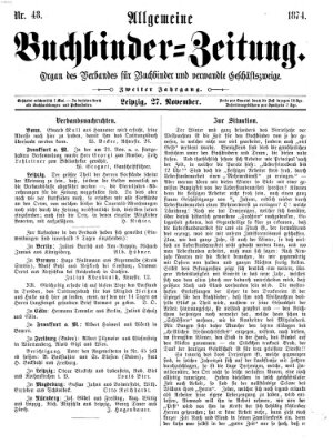 Allgemeine Buchbinderzeitung Freitag 27. November 1874