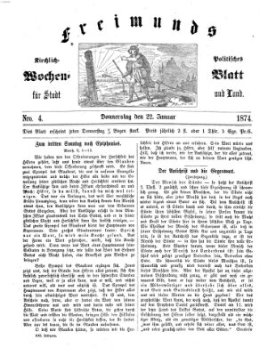 Freimund's kirchlich-politisches Wochenblatt für Stadt und Land Donnerstag 22. Januar 1874