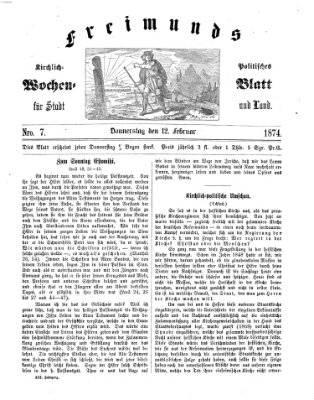 Freimund's kirchlich-politisches Wochenblatt für Stadt und Land Donnerstag 12. Februar 1874