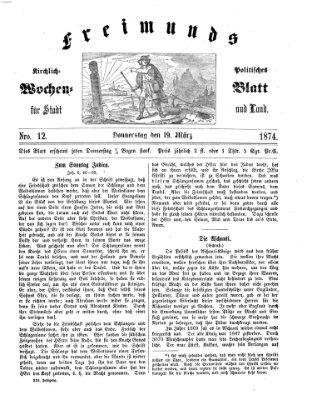 Freimund's kirchlich-politisches Wochenblatt für Stadt und Land Donnerstag 19. März 1874