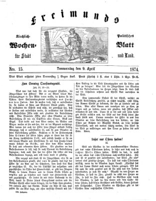 Freimund's kirchlich-politisches Wochenblatt für Stadt und Land Donnerstag 9. April 1874