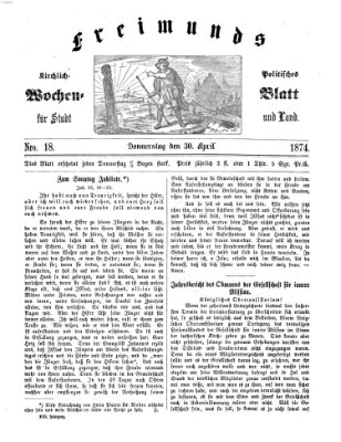 Freimund's kirchlich-politisches Wochenblatt für Stadt und Land Donnerstag 30. April 1874