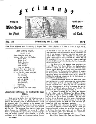 Freimund's kirchlich-politisches Wochenblatt für Stadt und Land Donnerstag 7. Mai 1874