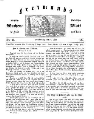 Freimund's kirchlich-politisches Wochenblatt für Stadt und Land Donnerstag 4. Juni 1874