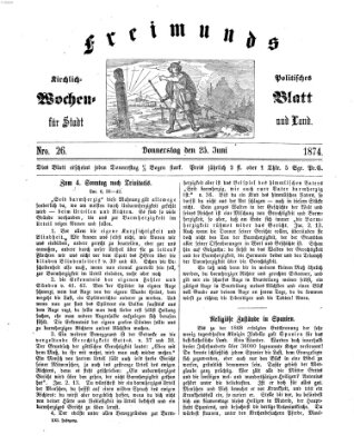 Freimund's kirchlich-politisches Wochenblatt für Stadt und Land Donnerstag 25. Juni 1874