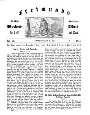 Freimund's kirchlich-politisches Wochenblatt für Stadt und Land Donnerstag 9. Juli 1874