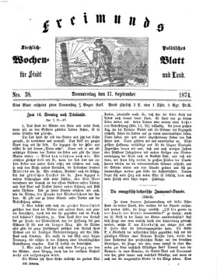 Freimund's kirchlich-politisches Wochenblatt für Stadt und Land Donnerstag 17. September 1874