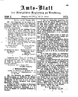 Amtsblatt für den Regierungsbezirk Arnsberg Samstag 17. Januar 1874