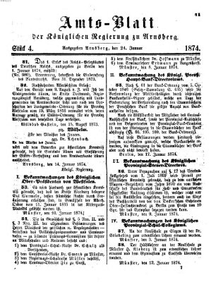 Amtsblatt für den Regierungsbezirk Arnsberg Samstag 24. Januar 1874