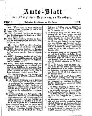 Amtsblatt für den Regierungsbezirk Arnsberg Samstag 31. Januar 1874