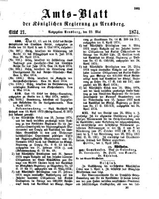 Amtsblatt für den Regierungsbezirk Arnsberg Samstag 23. Mai 1874