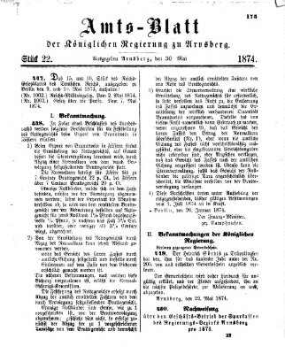 Amtsblatt für den Regierungsbezirk Arnsberg Samstag 30. Mai 1874