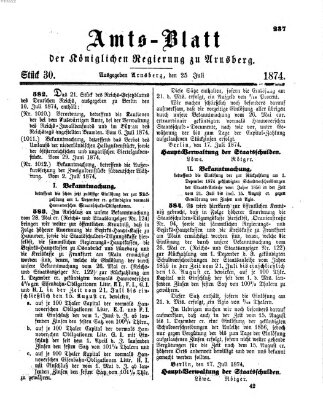 Amtsblatt für den Regierungsbezirk Arnsberg Samstag 25. Juli 1874