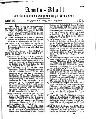 Amtsblatt für den Regierungsbezirk Arnsberg Samstag 5. September 1874