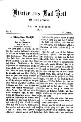 Blätter aus Bad Boll für seine Freunde Samstag 17. Januar 1874