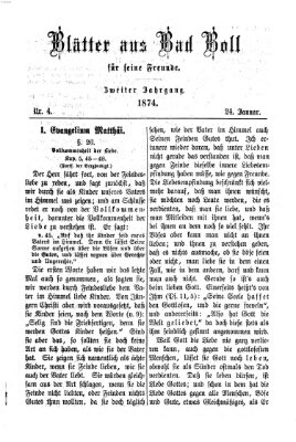 Blätter aus Bad Boll für seine Freunde Samstag 24. Januar 1874