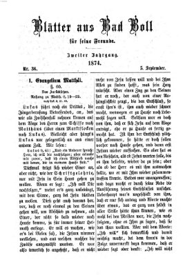 Blätter aus Bad Boll für seine Freunde Samstag 5. September 1874