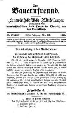 Der Bauernfreund Dienstag 15. Dezember 1874