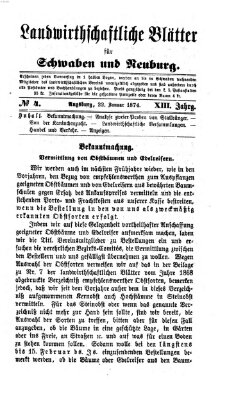 Landwirtschaftliche Blätter für Schwaben und Neuburg Donnerstag 22. Januar 1874