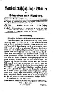 Landwirtschaftliche Blätter für Schwaben und Neuburg Donnerstag 30. April 1874